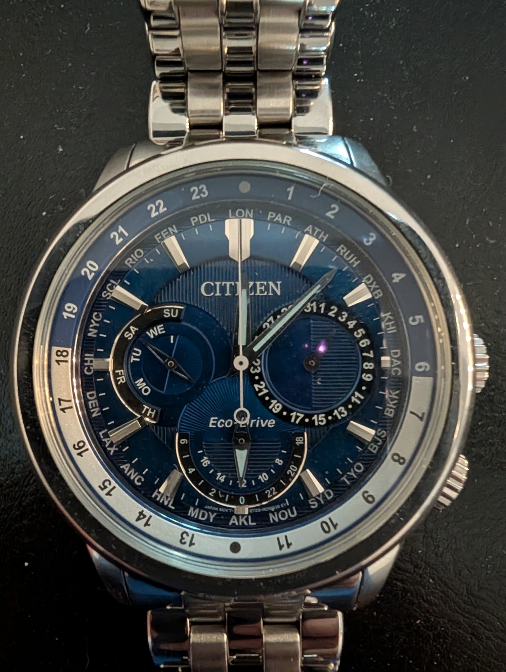 Citizen Eco-Drive World Time QUARTZ Blue Dial Stainless Steel Watch